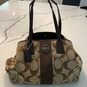 Coach Signature Striped Framed Bag